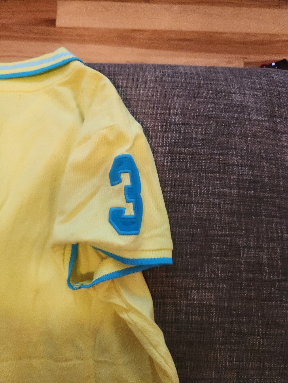 U.S. Polo Assn. Yellow Polo Tee with Blue Trim - Picture 4 of 4